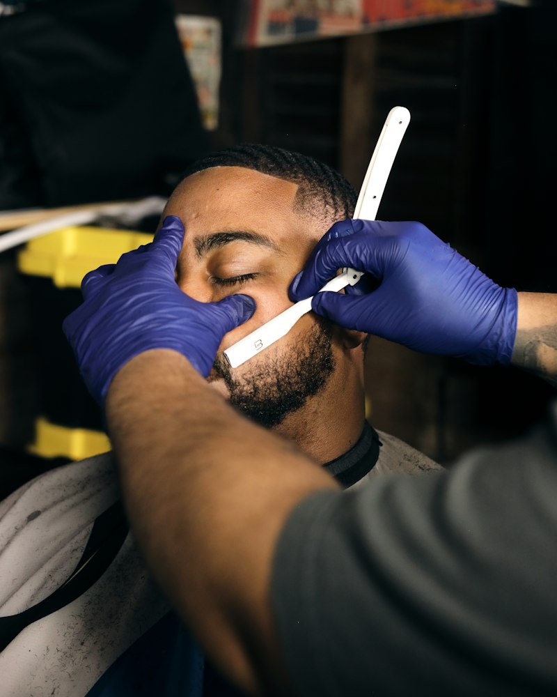 Straight razor hot towel shave